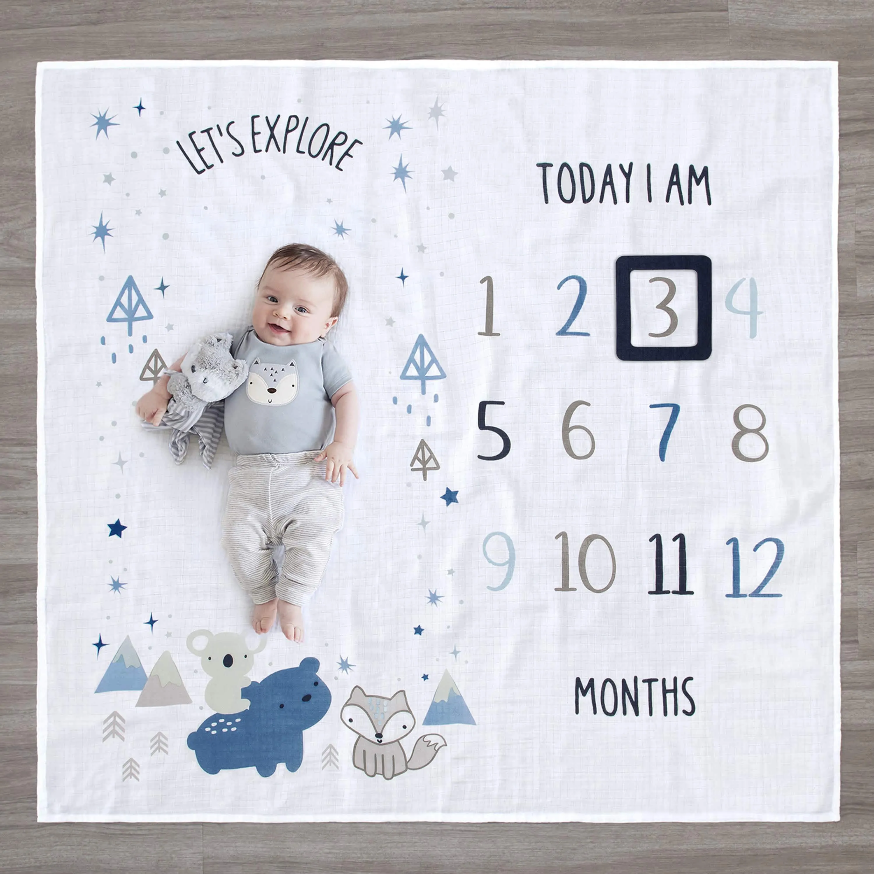 2-Piece Baby Boys Let's Explore Milestone Blanket Set