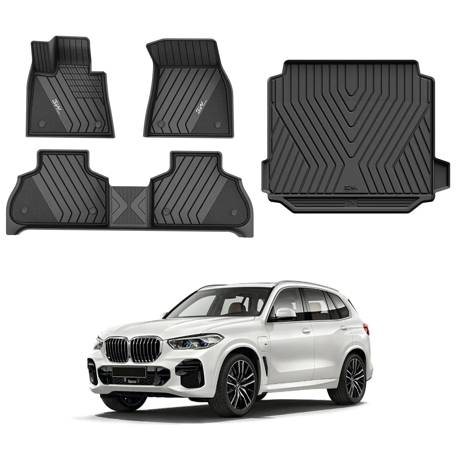 3W BMW X5 2019-2025 Custom Floor Mats / Trunk Mat TPE Material & All-Weather Protection