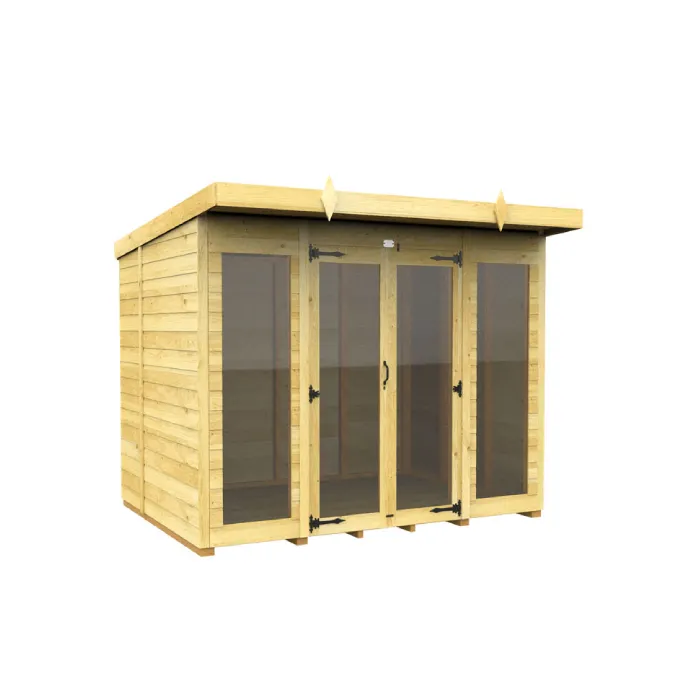 8ft x 8ft Pent Summer House (Full Height Window)