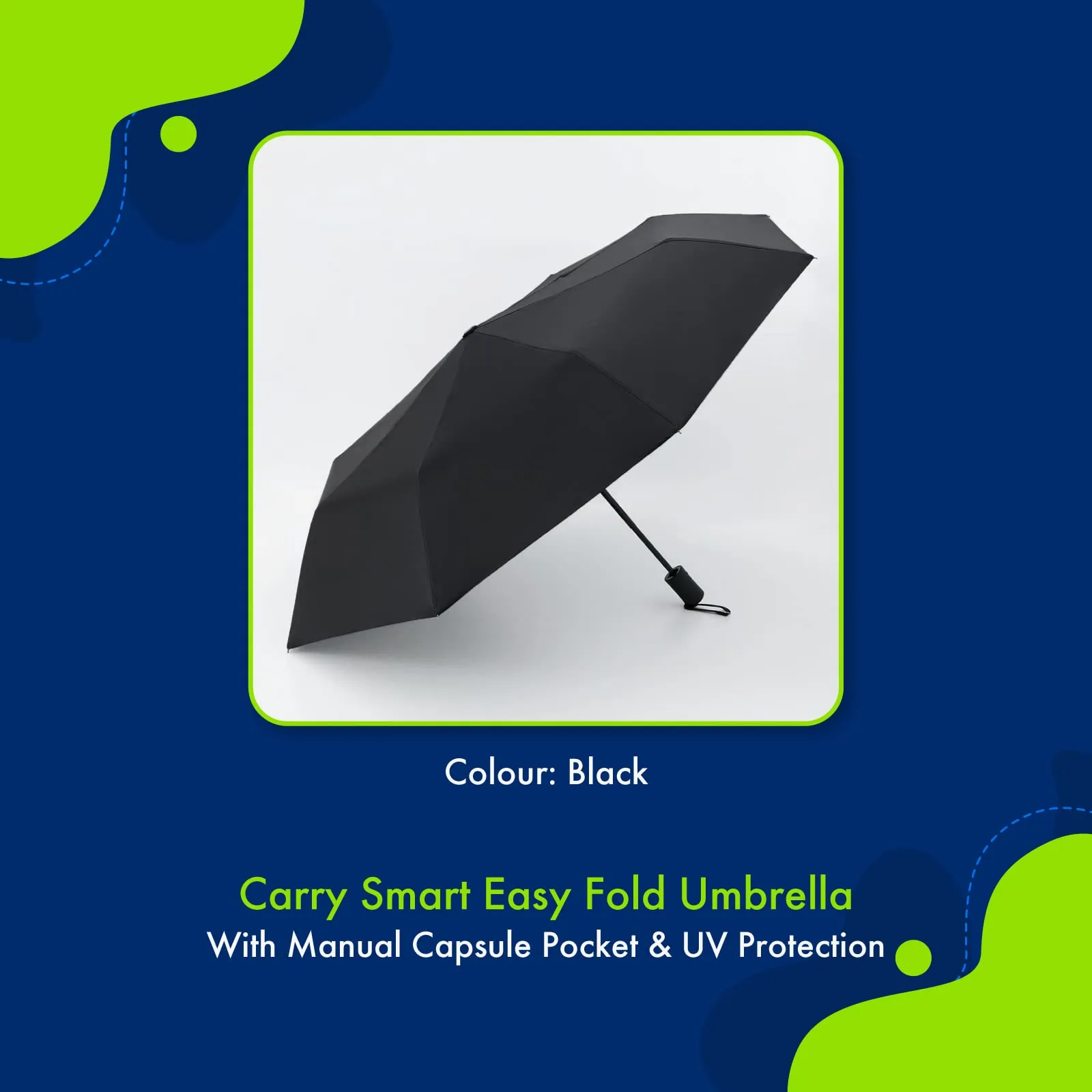 ABSORBIA Unisex 3 fold Umbrella for Rain & Sun Protection and also windproof | Double Layer Folding Portable Umbrella with cover| Black colour | Fancy and Easy to Travel…