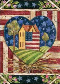 American Folk Heart Garden Flag