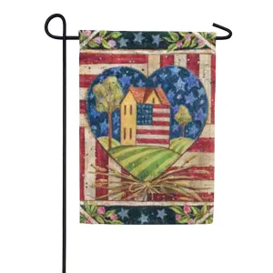 American Folk Heart Garden Flag