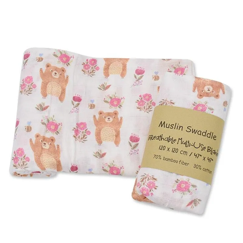 Baby Bamboo Cotton Breathable Soft Muslin Wrap Blankets