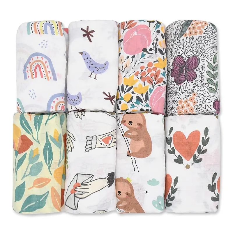 Baby Bamboo Cotton Breathable Soft Muslin Wrap Blankets