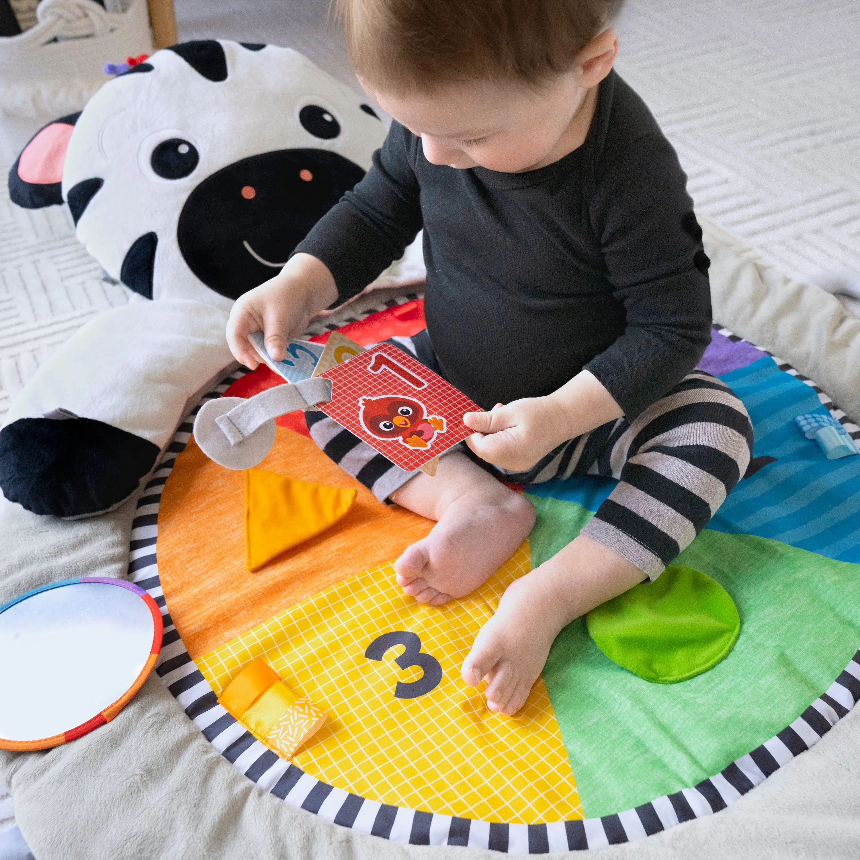 Baby Einstein Zen's Activity Milestones Plush Gym, with Wooden Bar, Infant to Toddler