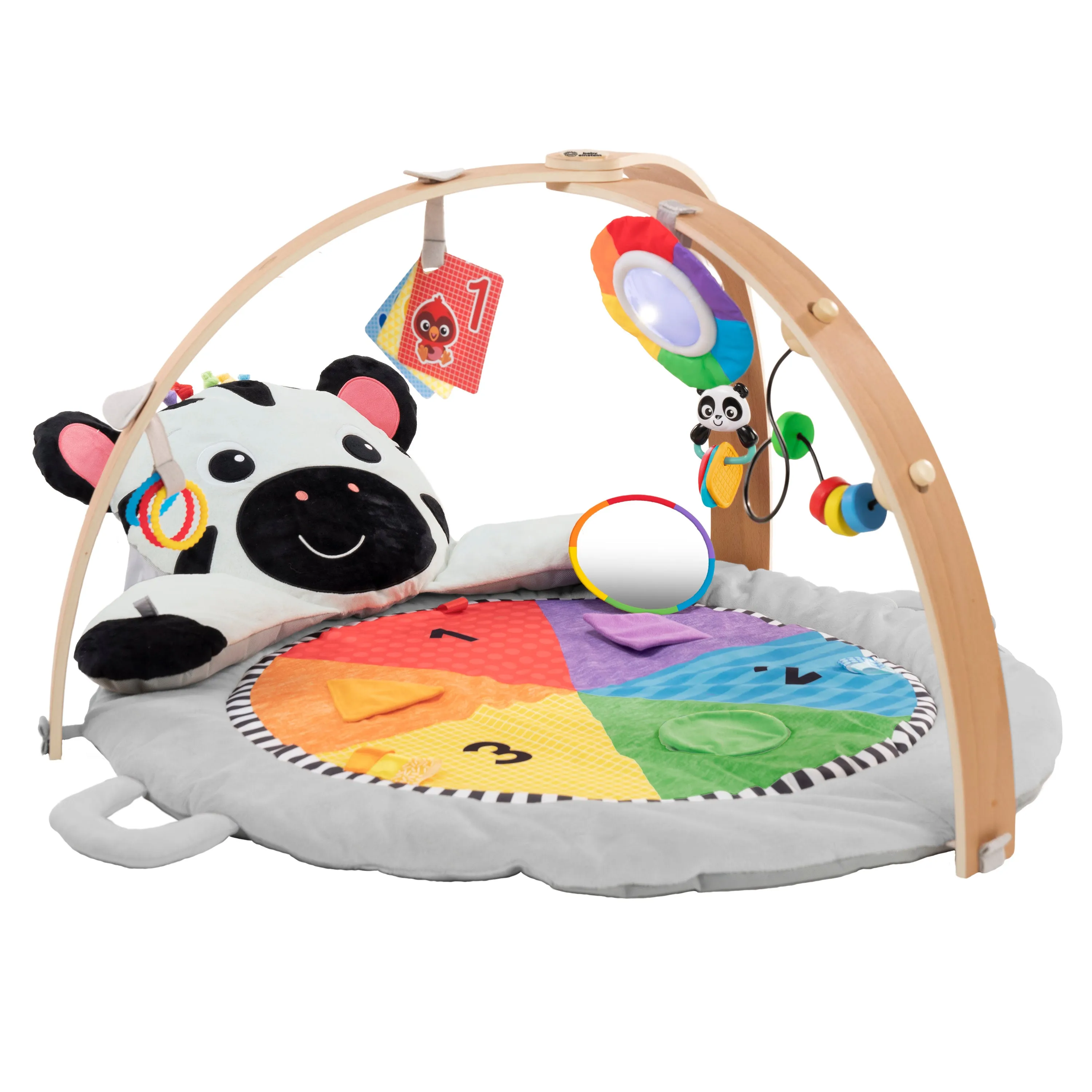 Baby Einstein Zen's Activity Milestones Plush Gym, with Wooden Bar, Infant to Toddler