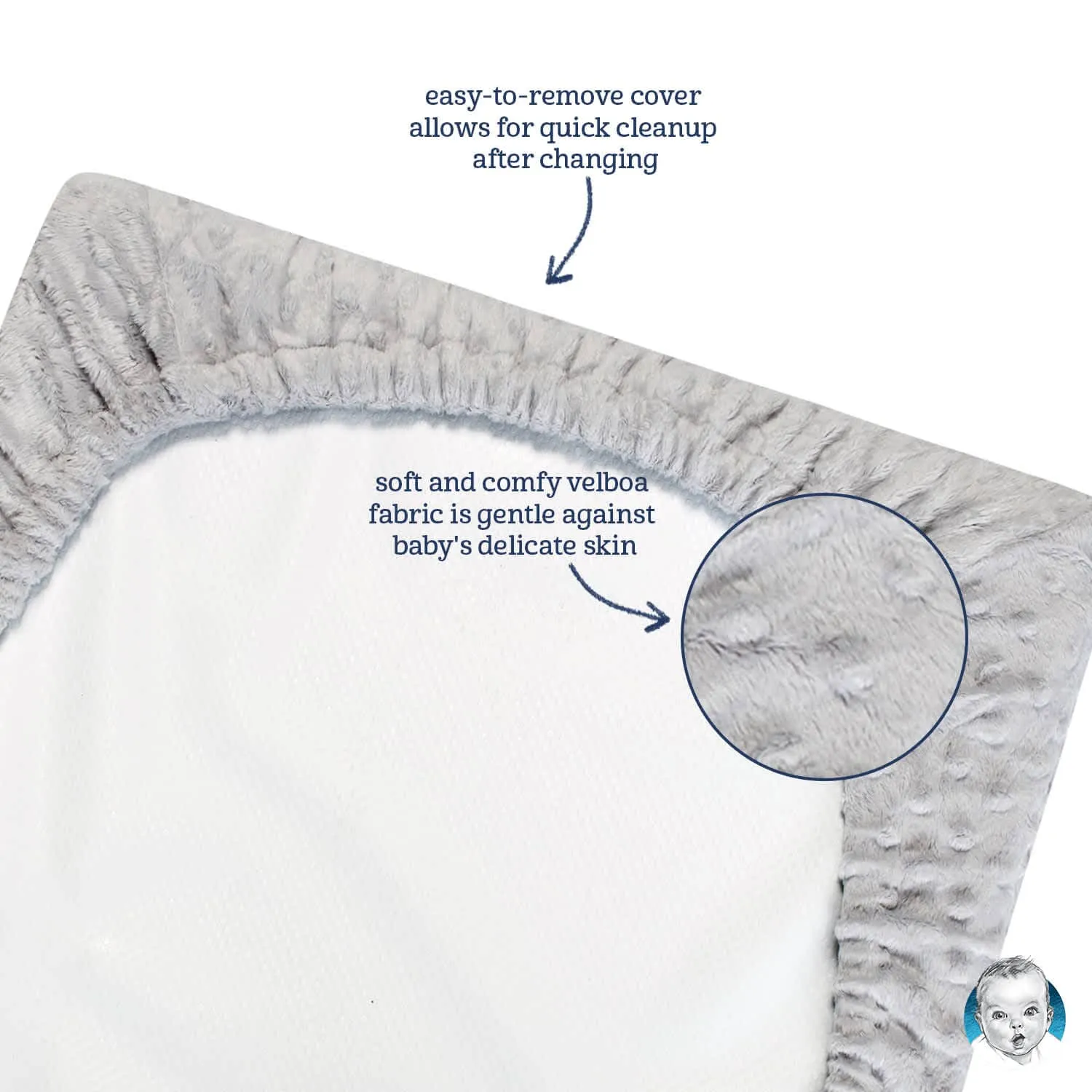 Baby Neutral Grey Dotted Changing Pad Cover