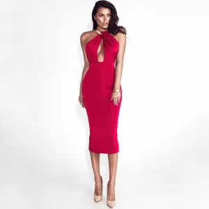 Backless Deep V-neck Halter Short Club Party Dress