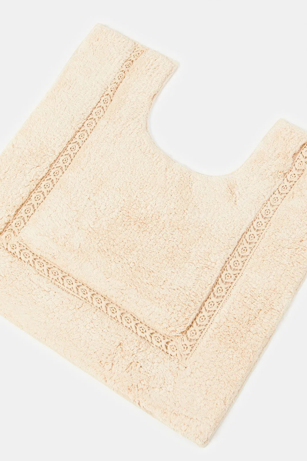 Beige Textured Bathmat Set (2 Piece)