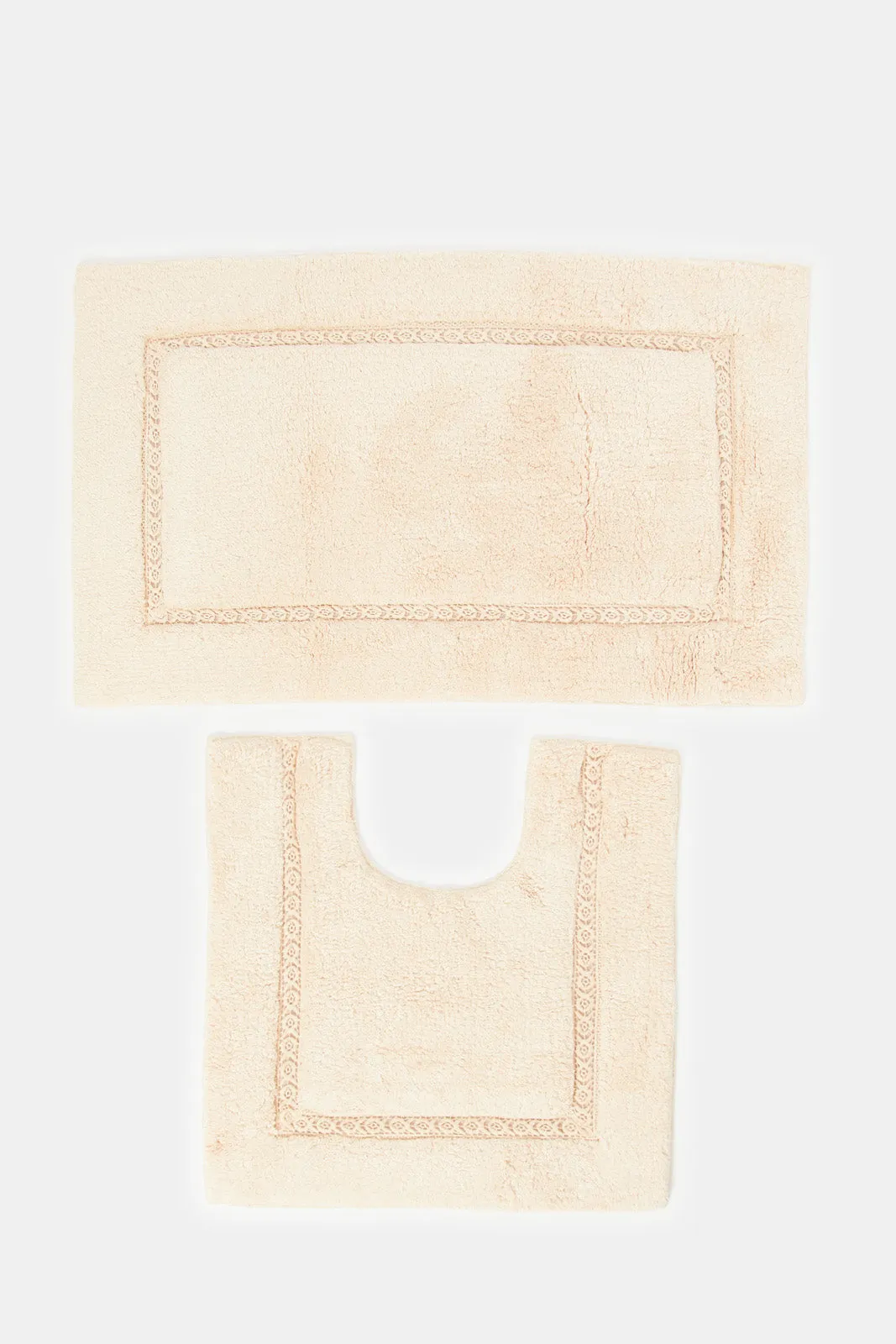 Beige Textured Bathmat Set (2 Piece)