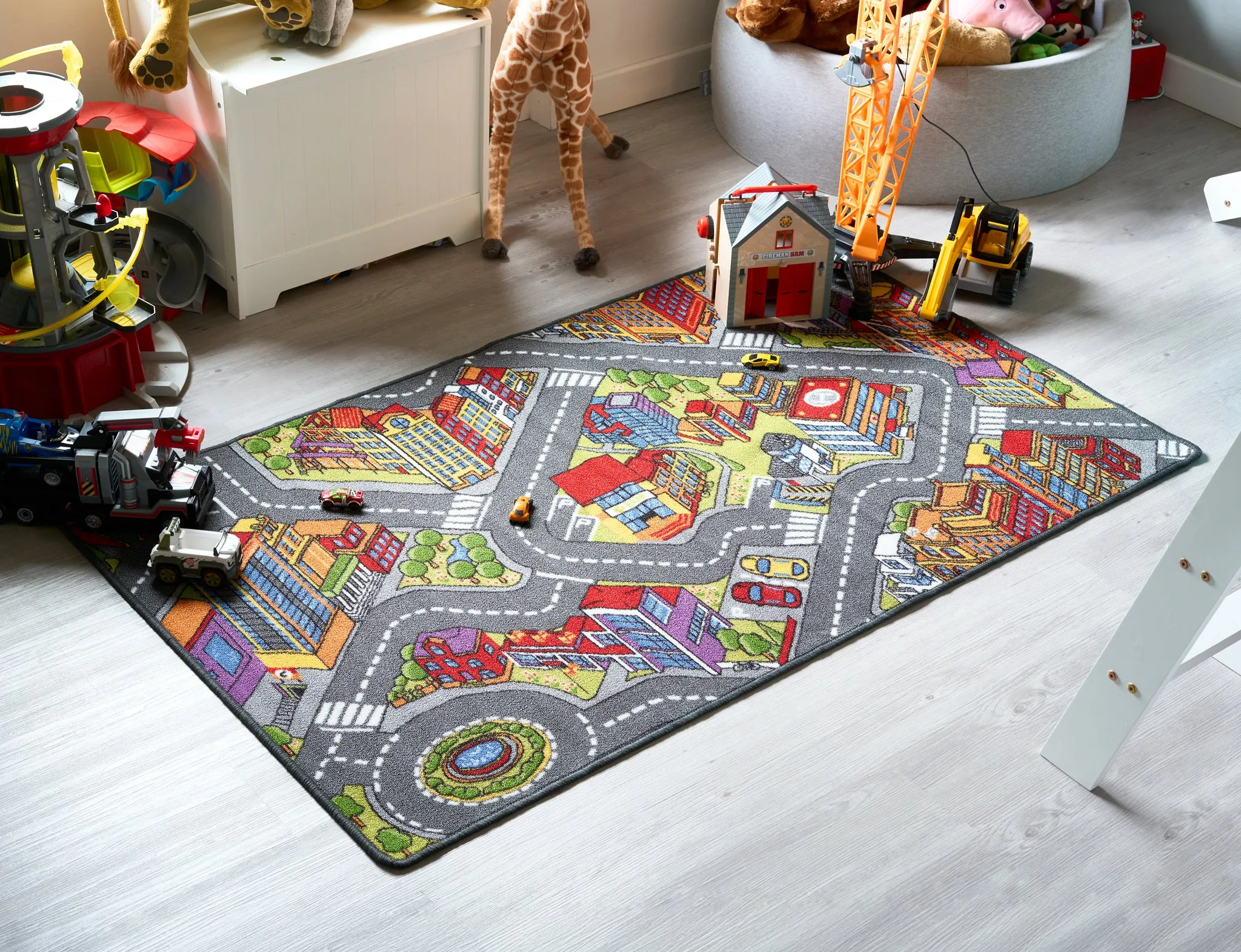 Big City Car Bright Play Mat Non Slip Kids Rug