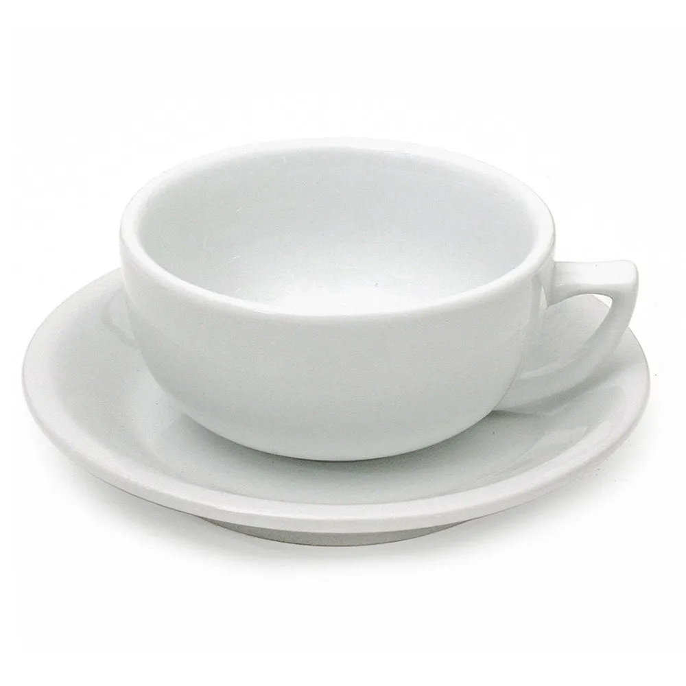 Bowl Style Latte Cup & Saucer (16oz) - White