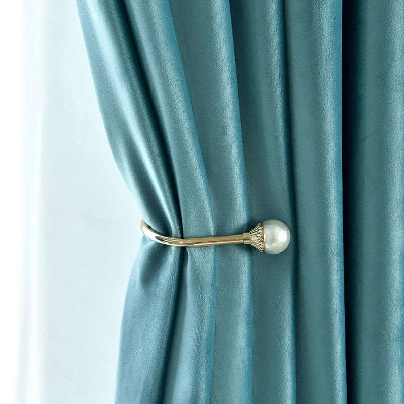 Brittany Velvet Plain Curtains - Charming Blue