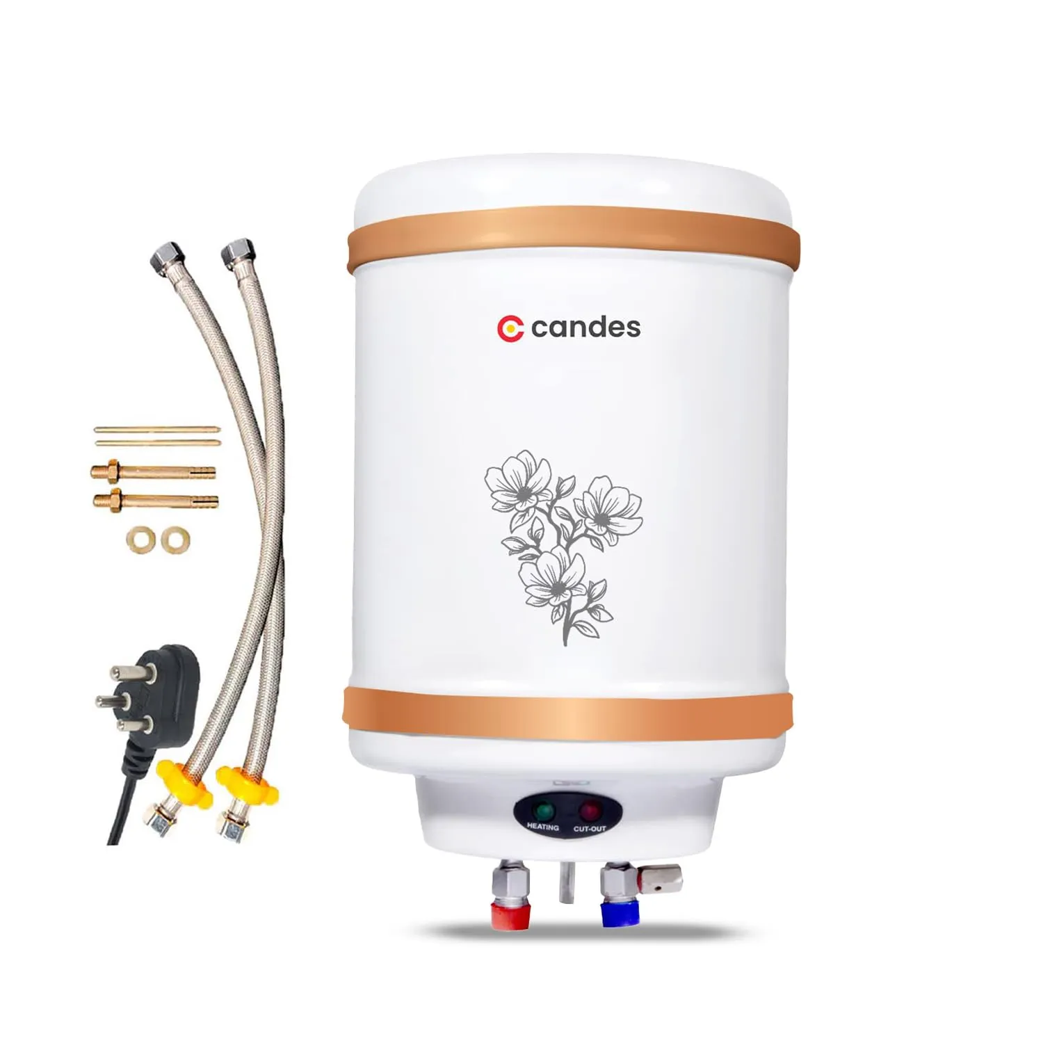 Candes 15 Litre Storage Water Heater For Home, 5 Star Rated Automatic Storage Water Heater, 2KW- Perfecto (White, Copper Bronze)