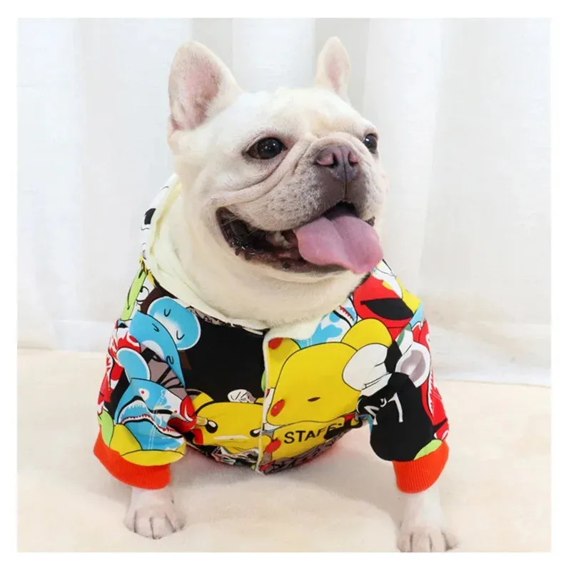 Cartoon Puppy Sweater with Velvet Thickening - Warm Winter Dog Clothes for Teddy, French Bulldog, Pug - Designer Outfits for Fat Dogs