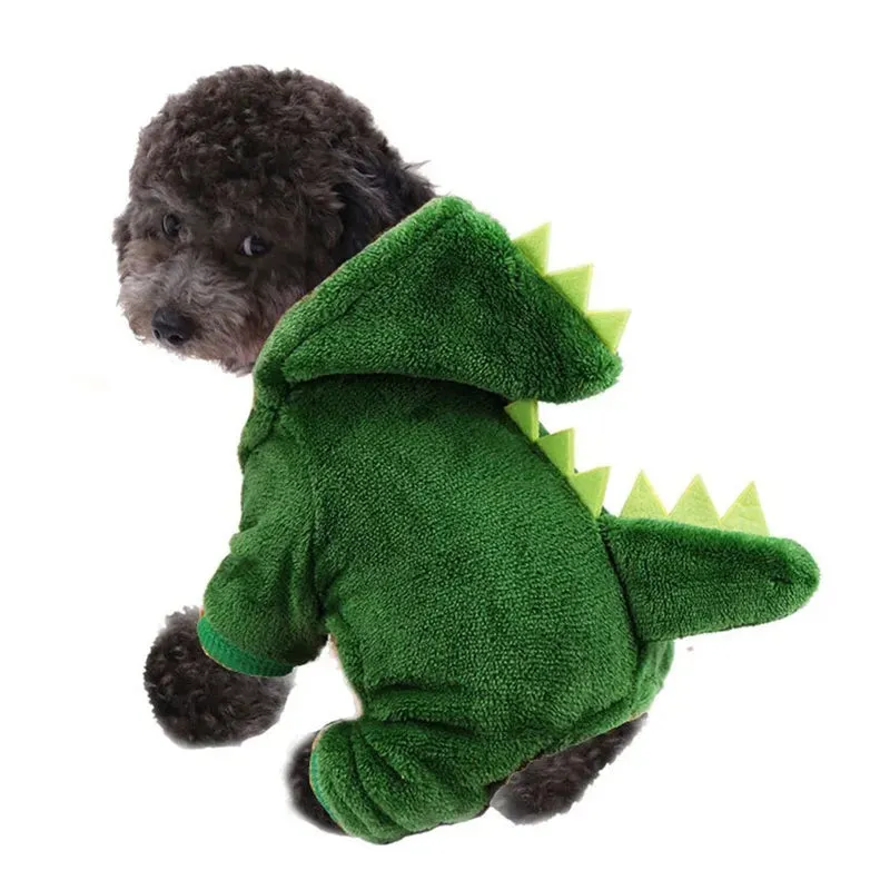 Cat Costume Pet Cat Clothes Puppy Dog Cat Funny Dinosaur Costume Winter Warm Plush Cat Coat Fleece Hoodies Sweater Small Dog Kitten Clothing