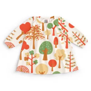 Cedar Baby Dress - Trees Green & Orange