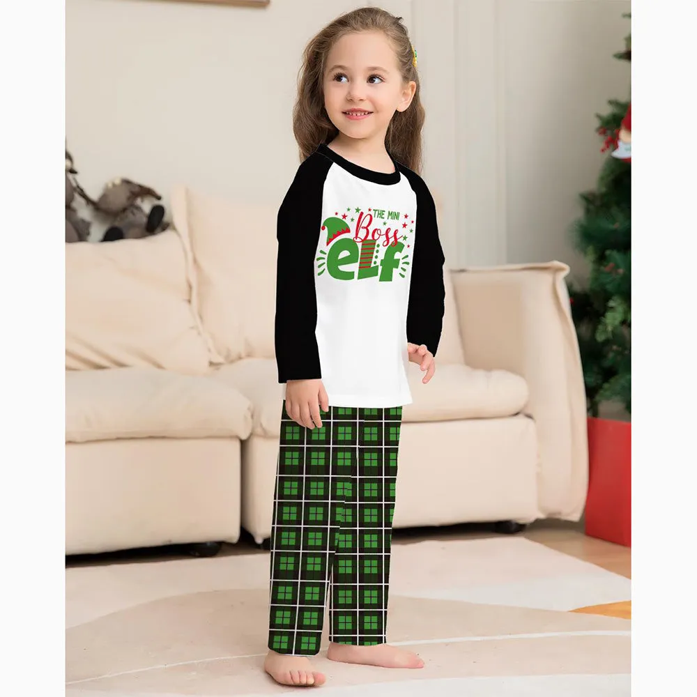 Christmas Letter Green Plaid Family Matching Pajamas Sets