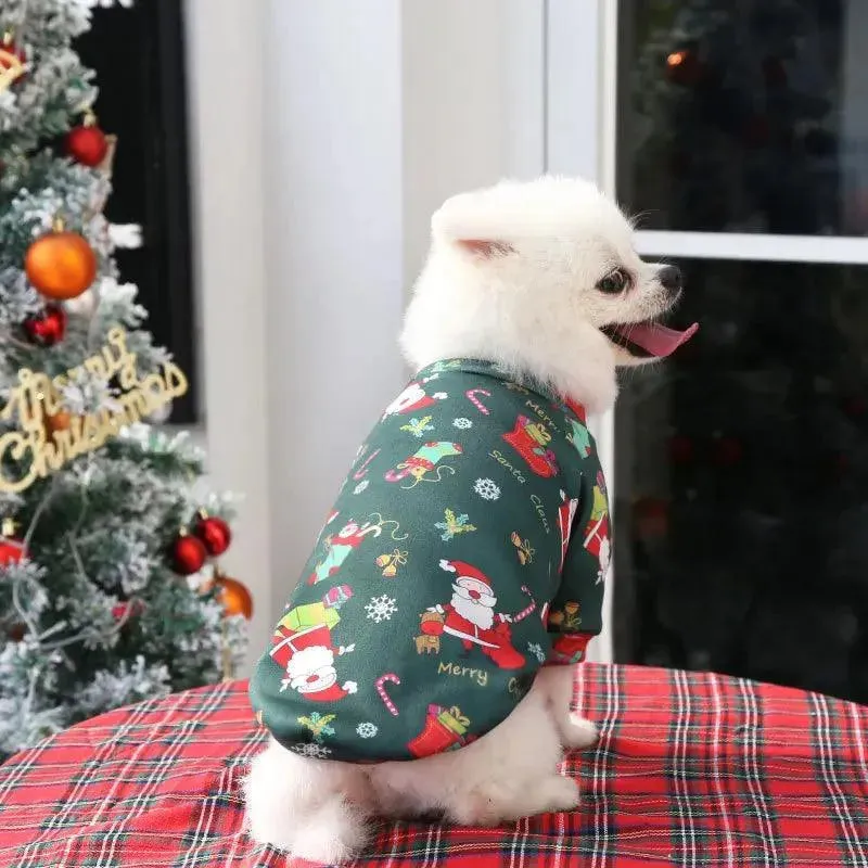 Christmas Printed Sweater Fleece-Lined Pet Clothes