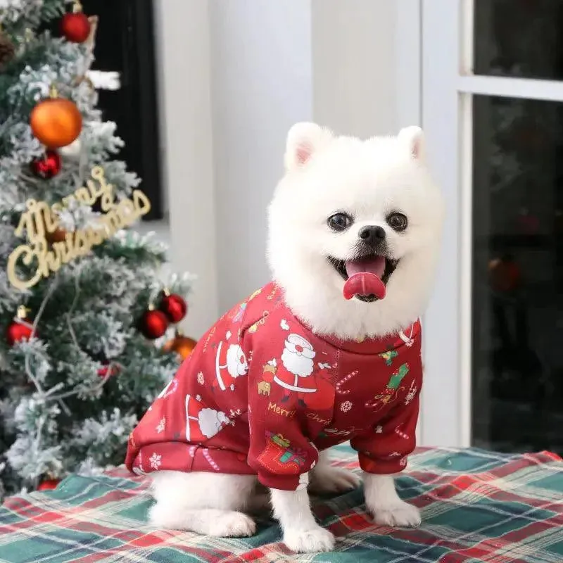 Christmas Printed Sweater Fleece-Lined Pet Clothes