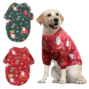 Christmas Printed Sweater Fleece-Lined Pet Clothes