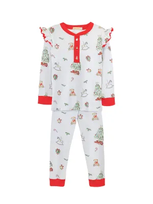 Christmas Tree PJ Set with Ruffle