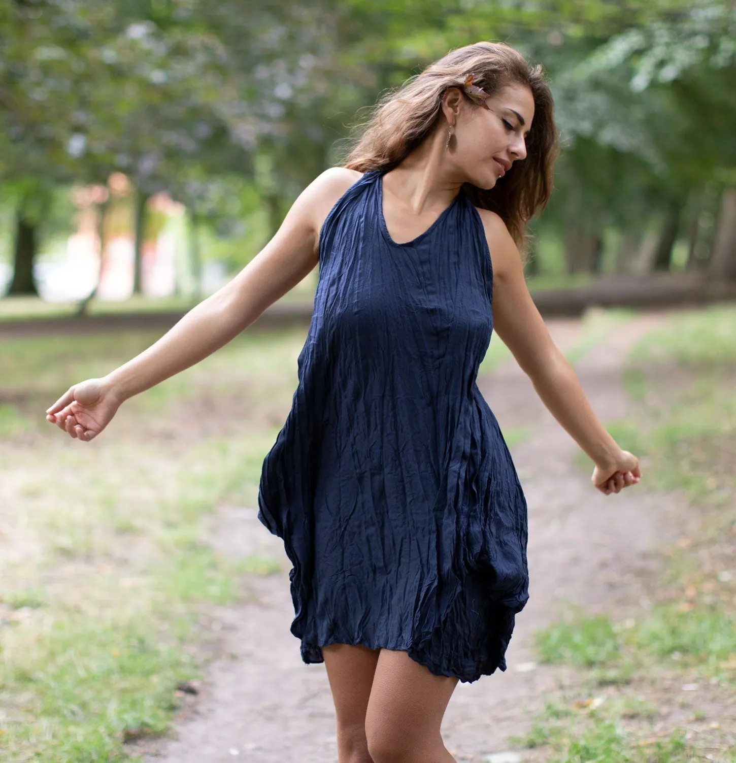 COTTON TEARDROP DRESS NAVY