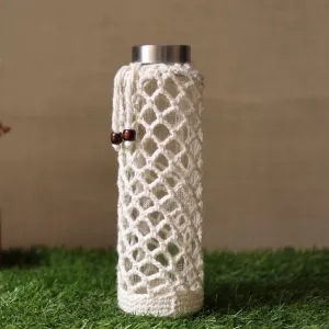 Crochet Web White Handmade Bottle Cover