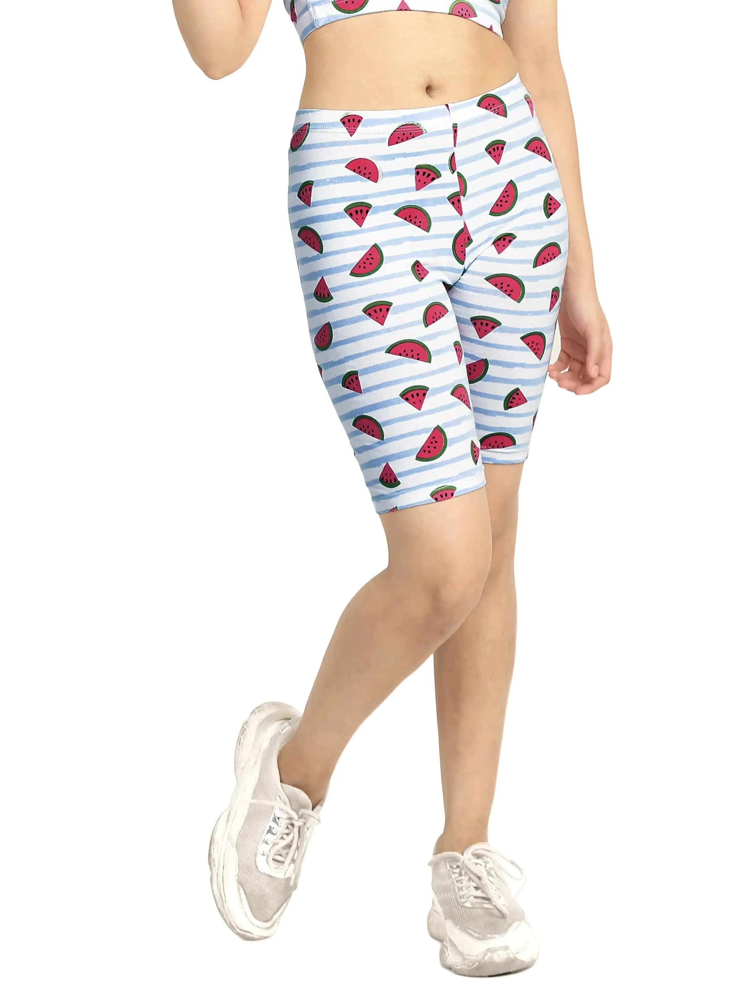 D’CHICA COTTON CYCLING SHORTS | BLUE WATERMELON PRINT TIGHTS