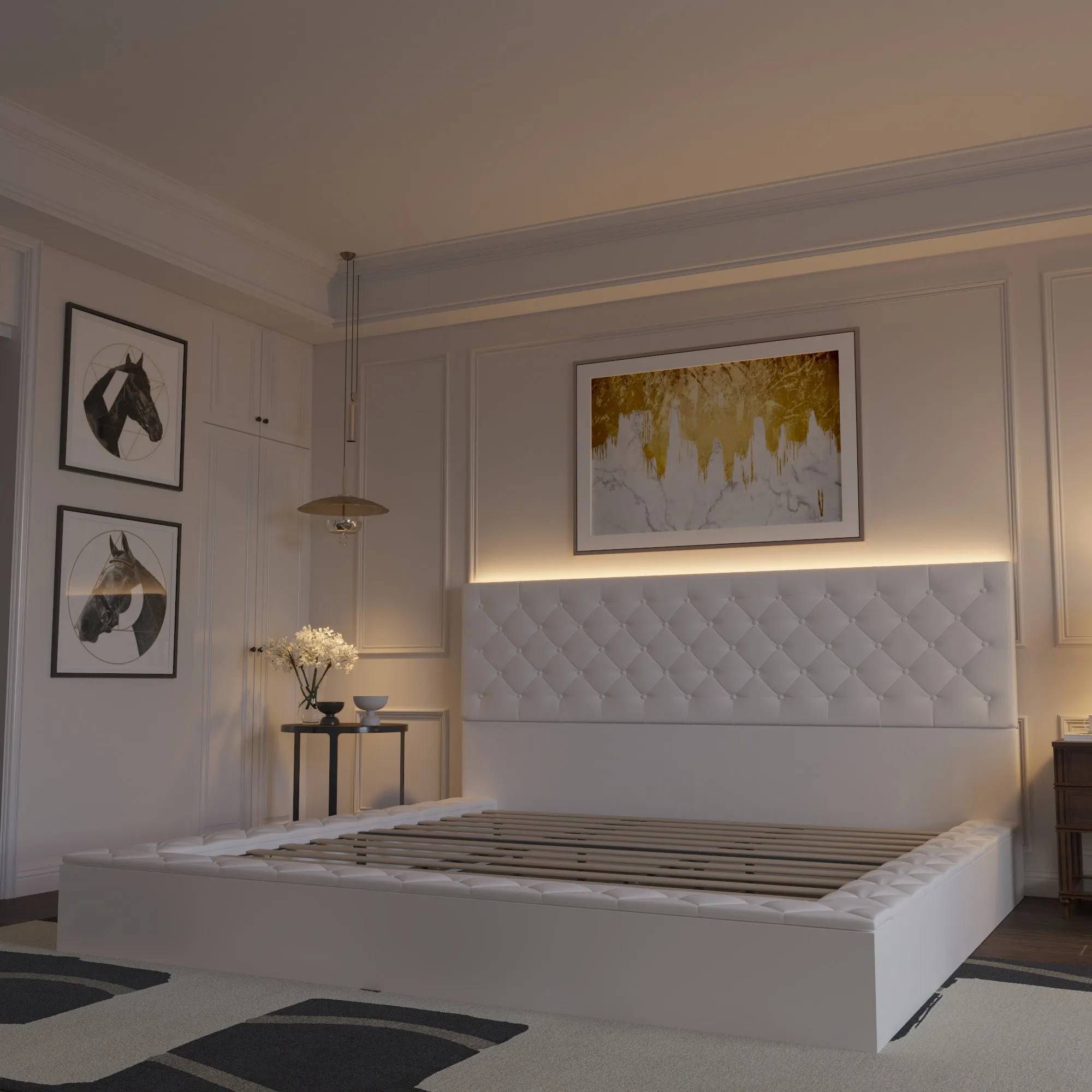 Elegent Bed With Comfortable Headboard