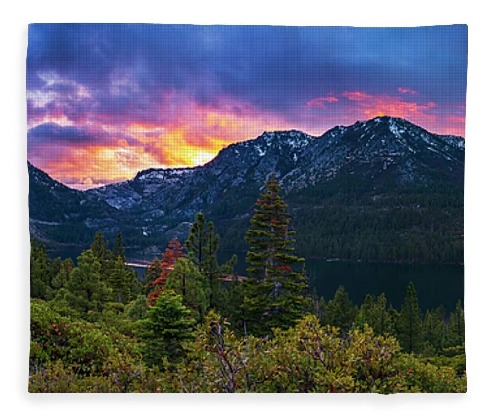 Emerald Bay Secret Sunset Panorama By Brad Scott - Blanket