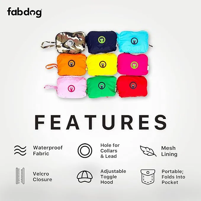 Fabdog | Yellow Packaway Dog Raincoat