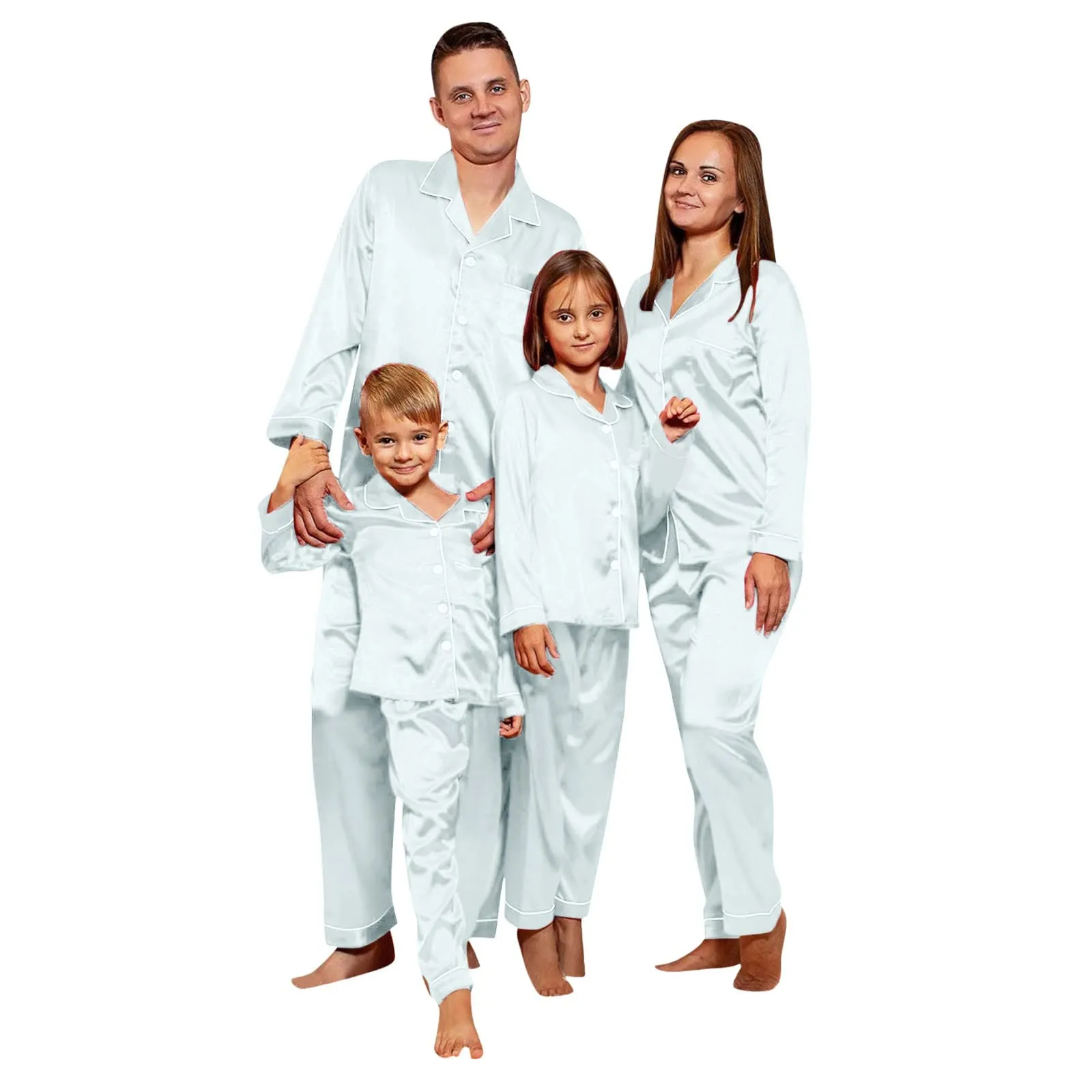 Family Matching Solid Color Silk Pajamas