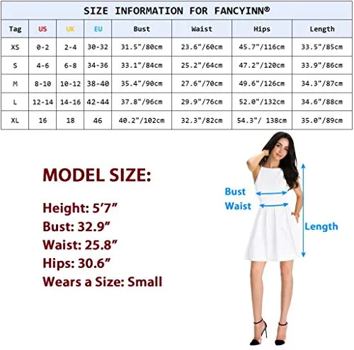 FANCYINN Women’s White Short Dress Spaghetti Strap Backless Mini Skater Juniors Dresses White M