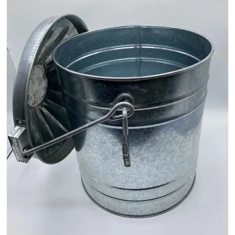 Galvanised Ash Carrier Bin With Captive Lid - Chrome