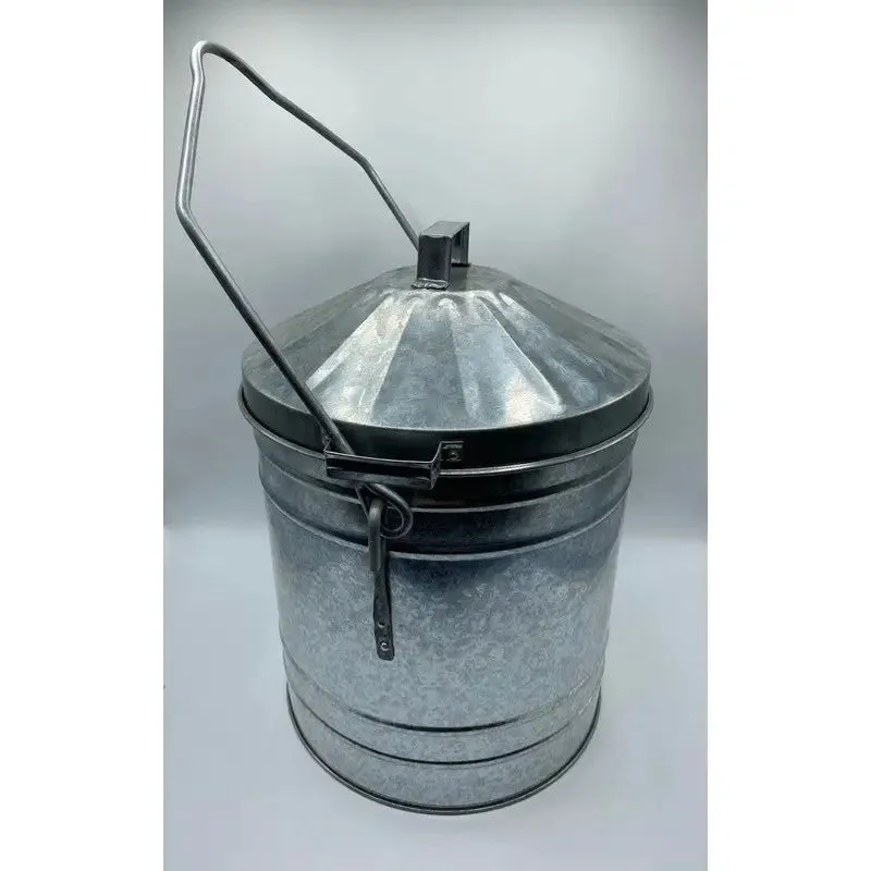 Galvanised Ash Carrier Bin With Captive Lid - Chrome