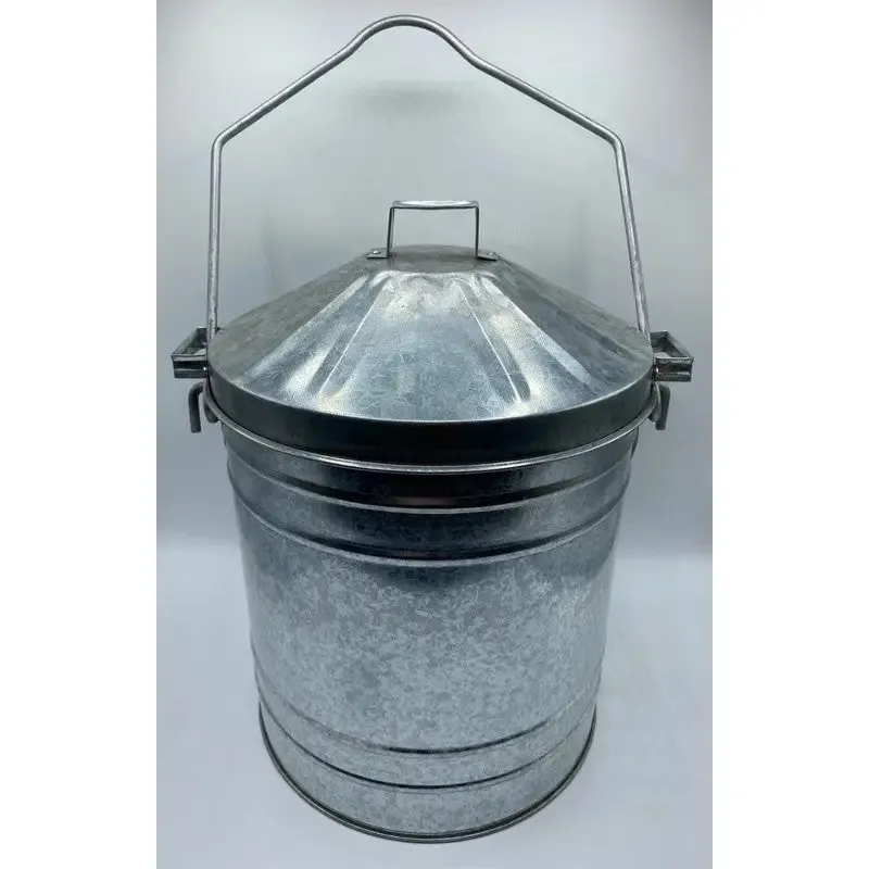 Galvanised Ash Carrier Bin With Captive Lid - Chrome