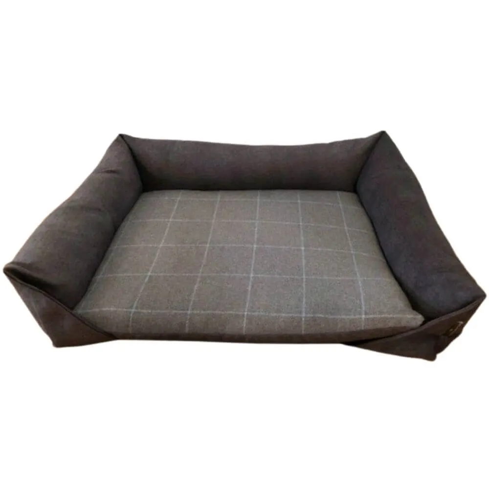 GB Pet Beds Handmade Country Check Velour Dog Sofa Bed