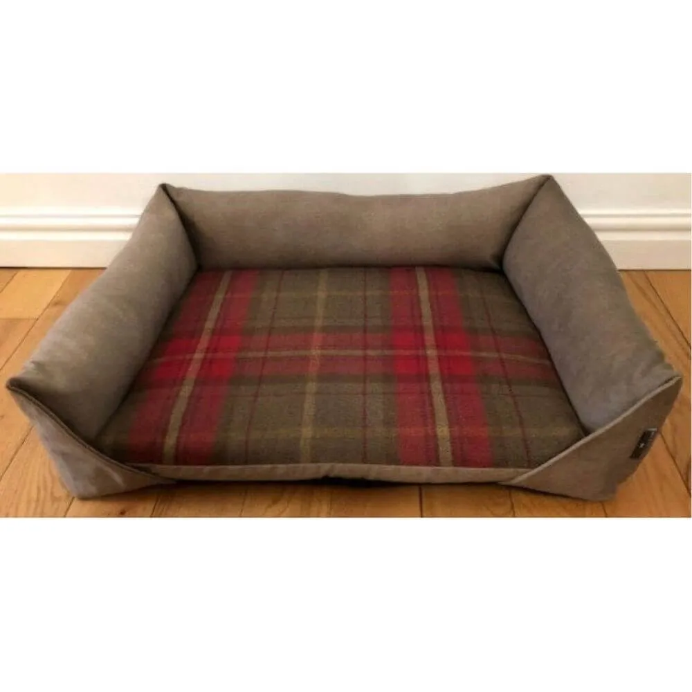 GB Pet Beds Handmade Country Check Velour Dog Sofa Bed