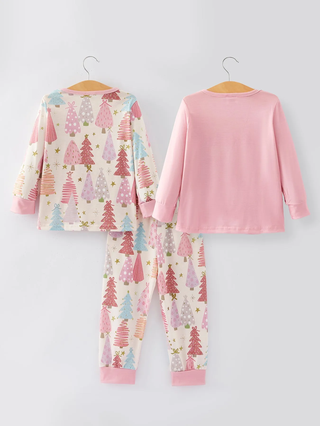 Girls Christmas Letter Print Pajamas Set