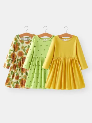 Girls Dress Of 3 PCS In One Package Fall Print Dress