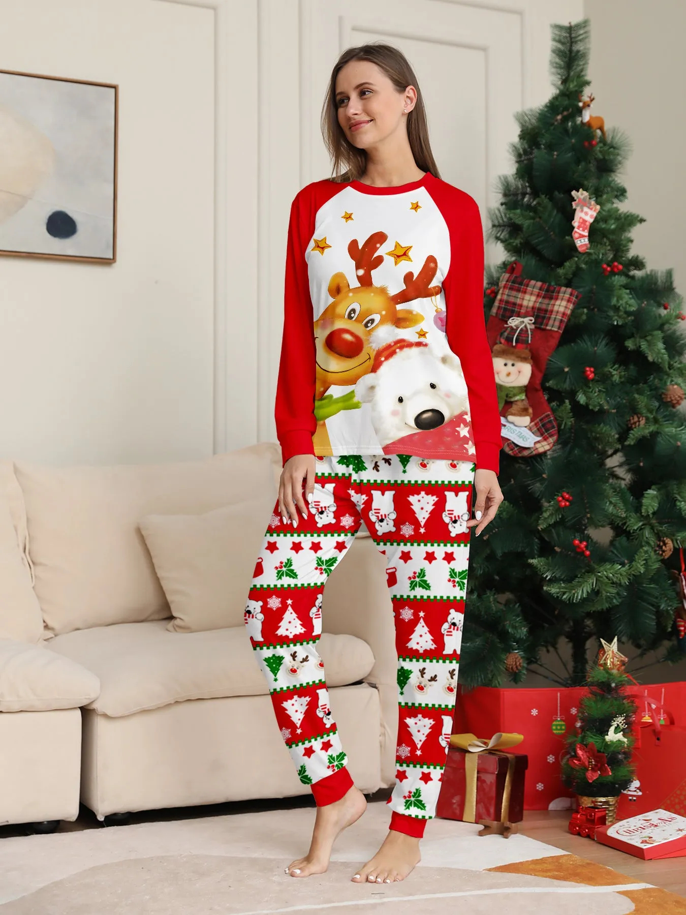 Golden Fawn & Polar Bear Family Parent-Child Pajama Set