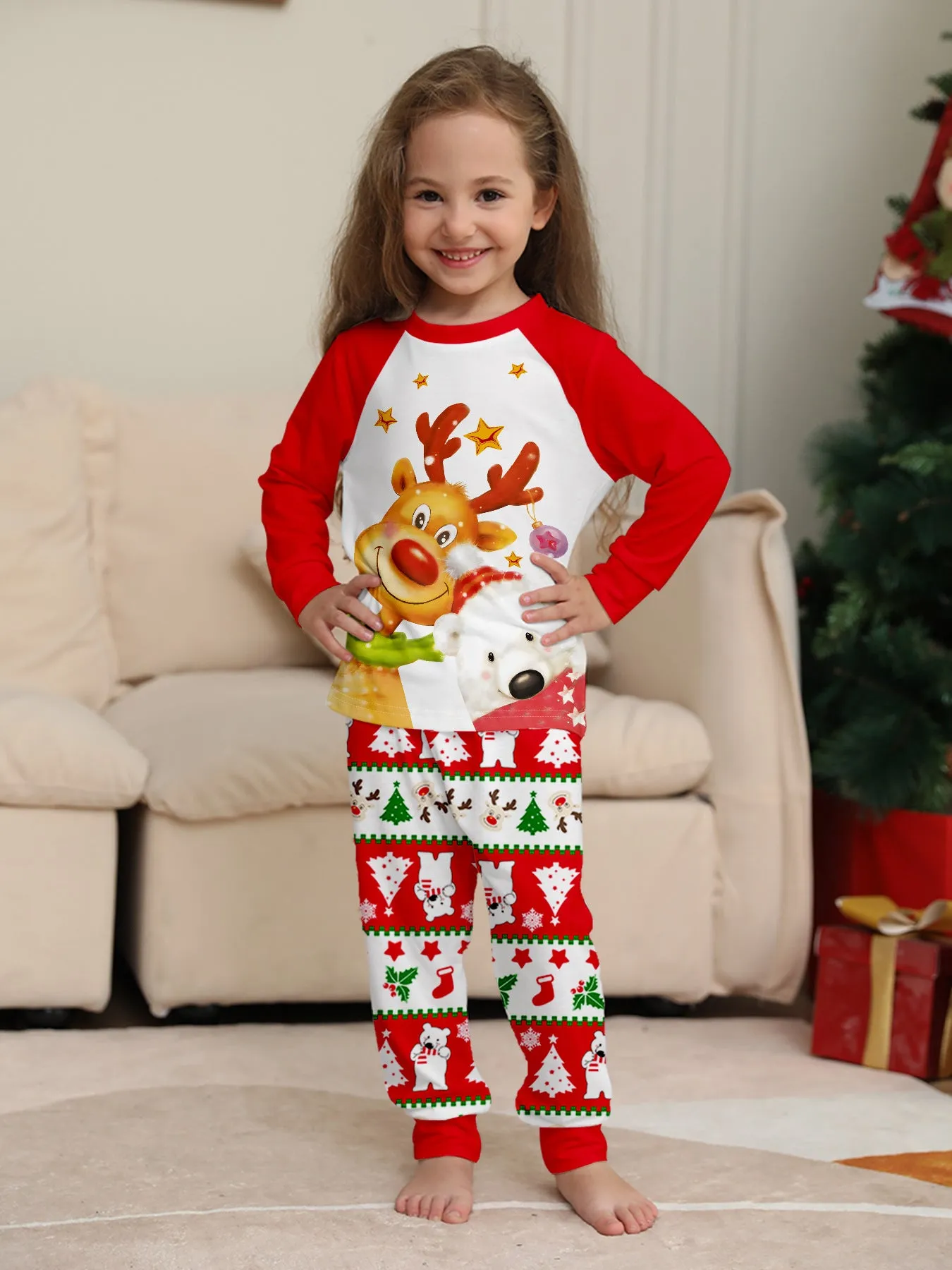 Golden Fawn & Polar Bear Family Parent-Child Pajama Set