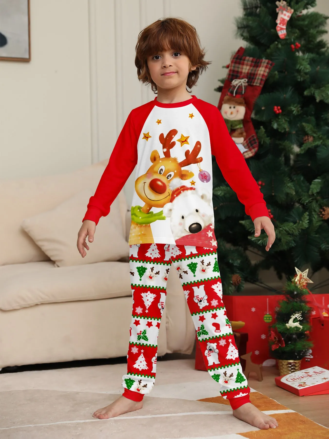 Golden Fawn & Polar Bear Family Parent-Child Pajama Set