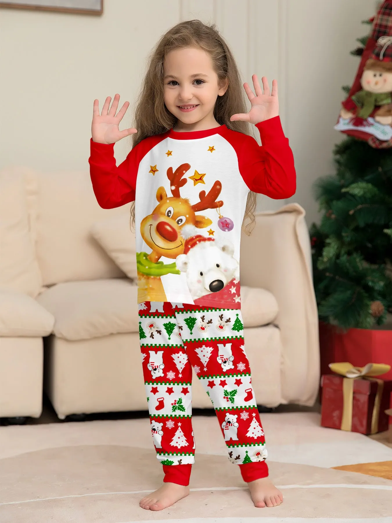 Golden Fawn & Polar Bear Family Parent-Child Pajama Set