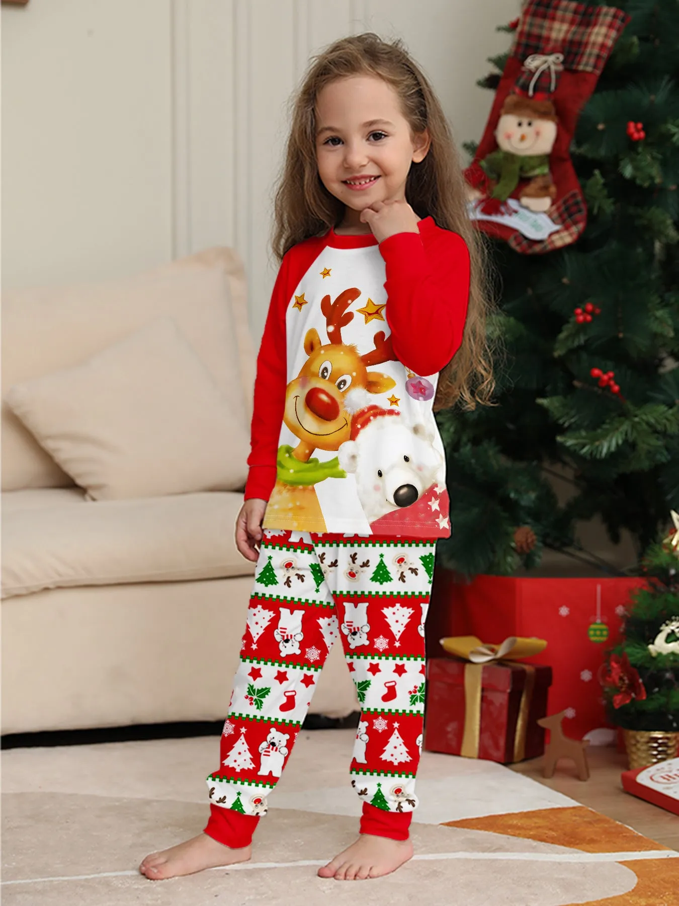 Golden Fawn & Polar Bear Family Parent-Child Pajama Set