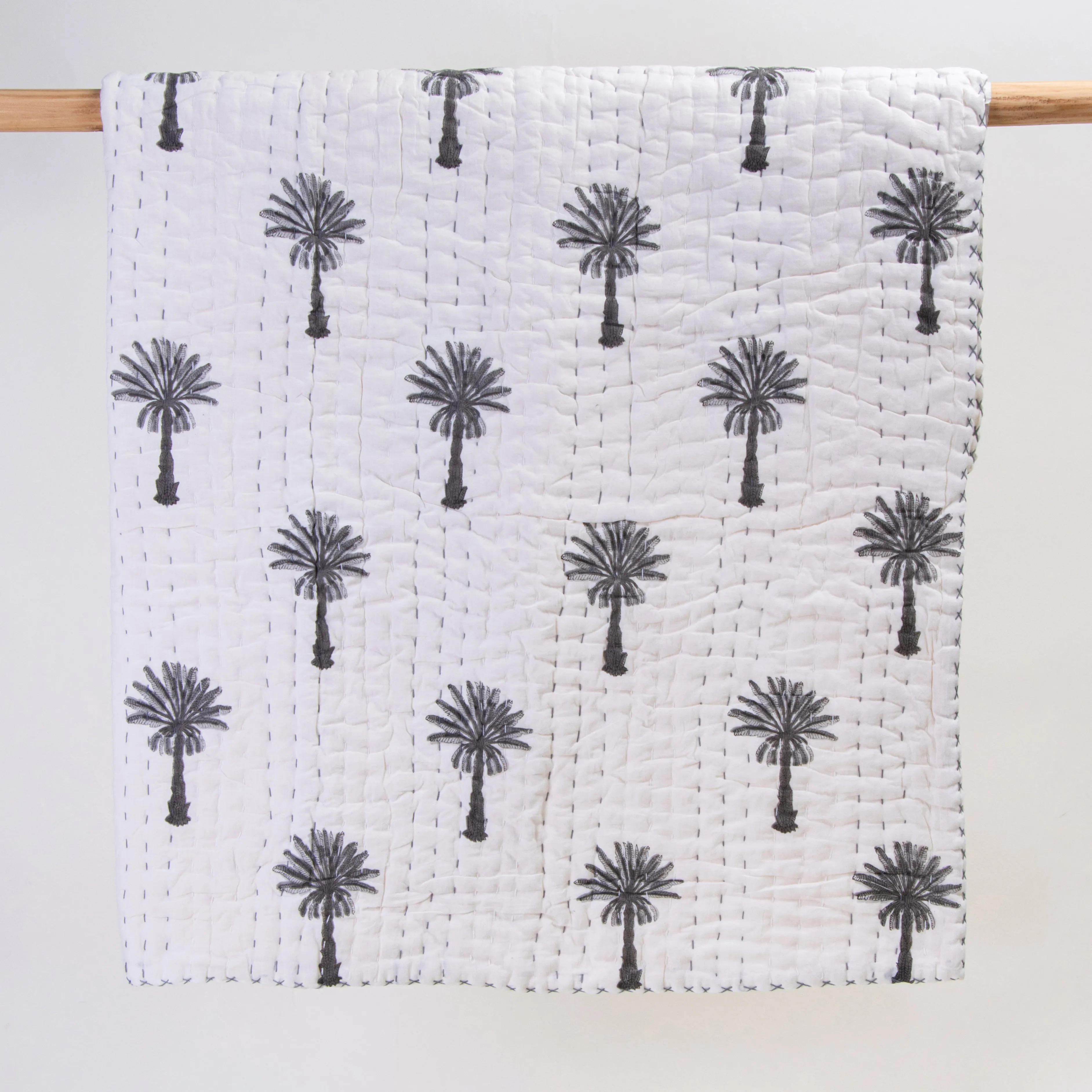 Grey Palm Tree Mulmul Soft Cotton Muslin Baby Blankets