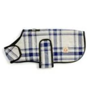 Grey/Blue Plaid Dog Blanket Coat