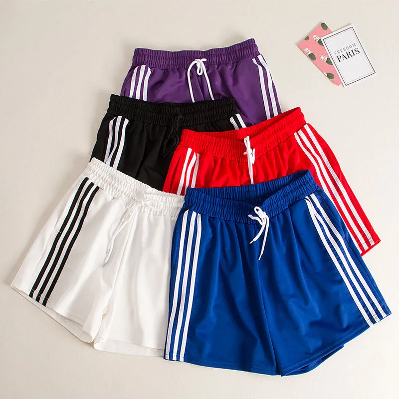 insSport Pants Women Summer Three Bars Wide Leg Shorts Harajuku BF Student Loose Jogging Casual Hot Activewear