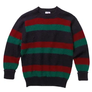 J. Press Shaggy Dog Sweater - Blue/Bordeaux/Green Stripe